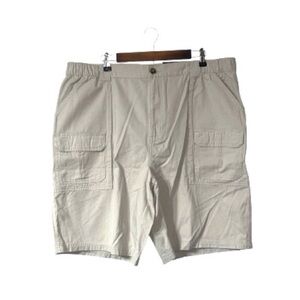 New Croft & Barrow Tan Side-Elastic Cargo Shorts Kahki Cotton Men’s Size 42 Tall